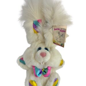 Vintage 1993 Kmart Giggle Bunny Plush Rabbit White Blue Pink Toy 12" Not Working